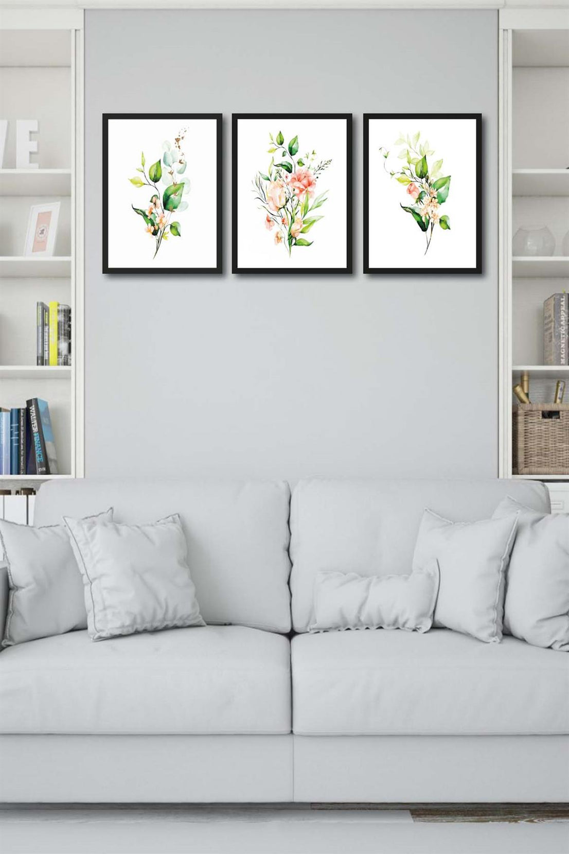 3 Parça Bohem Tarzı Dijital Baskı Yeşil Çiçekler