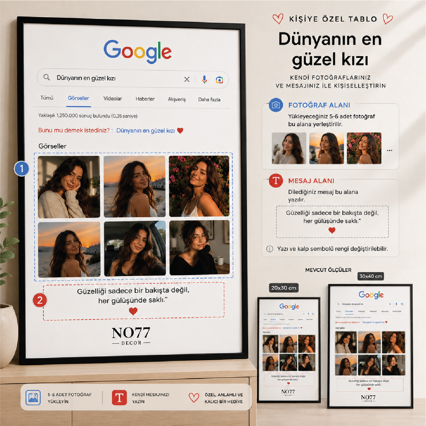 Dünyanın En Güzel Kızı – Kişiye Özel Fotoğraflı Tablo