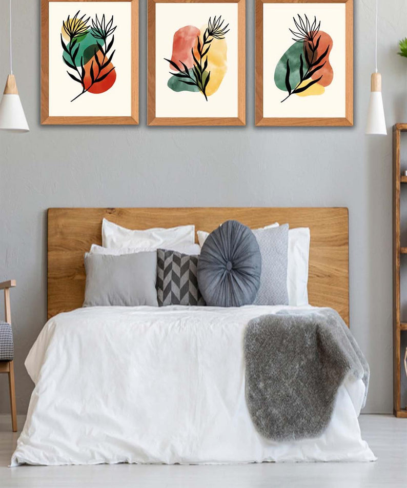 Suluboya Tarzında Ahşap Çerçeve Görünümlü (Uv) Baskı Tablo Seti