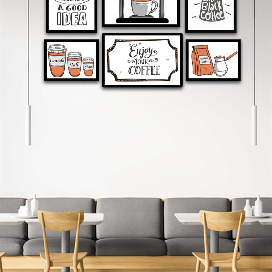 6 Parça Coffee Time Mdf Tablo Seti