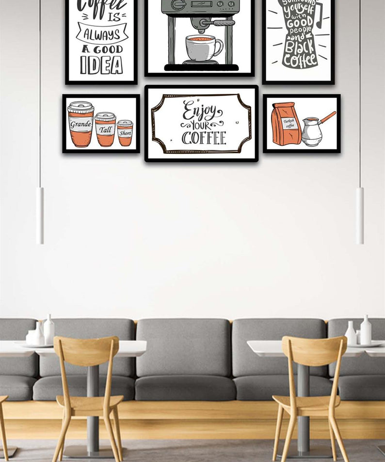 6 Parça Coffee Time Mdf Tablo Seti