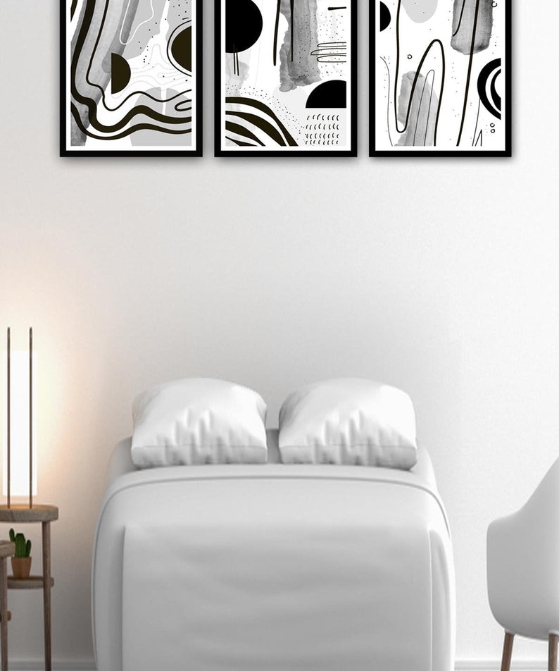 Modern Tarzda Siyah Çerçeve Görünümlü Tablo Seti