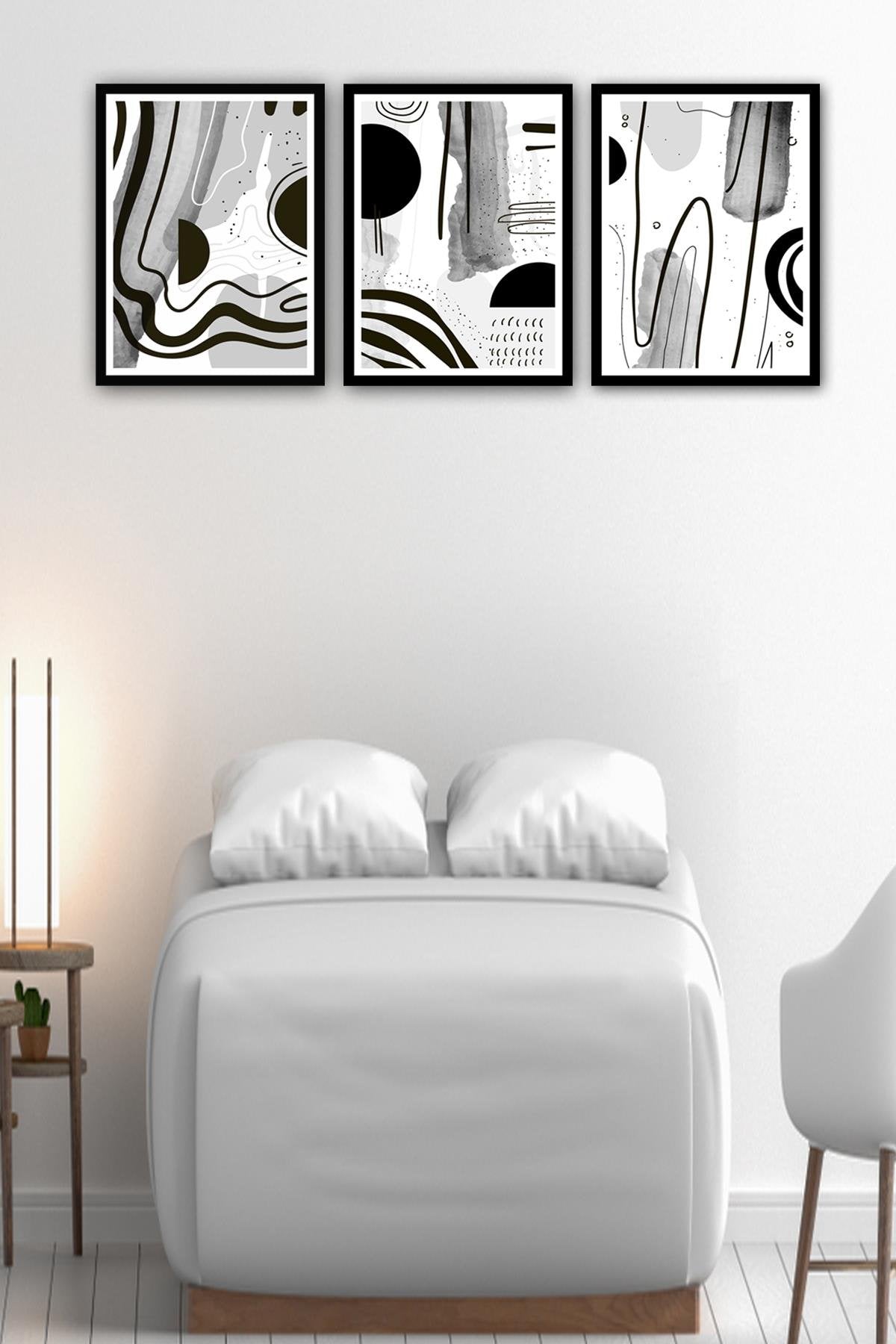 Modern Tarzda Siyah Çerçeve Görünümlü Tablo Seti