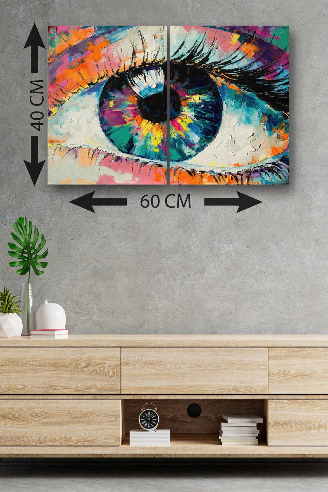 2 Parça Yağlı Boya Tarzında Dijital Baskı Tablo Seti