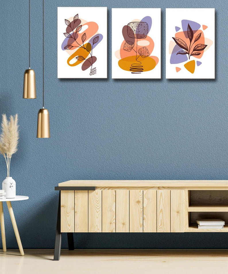 3 Parça Modern Tarzda Sanatsal Tablo Seti