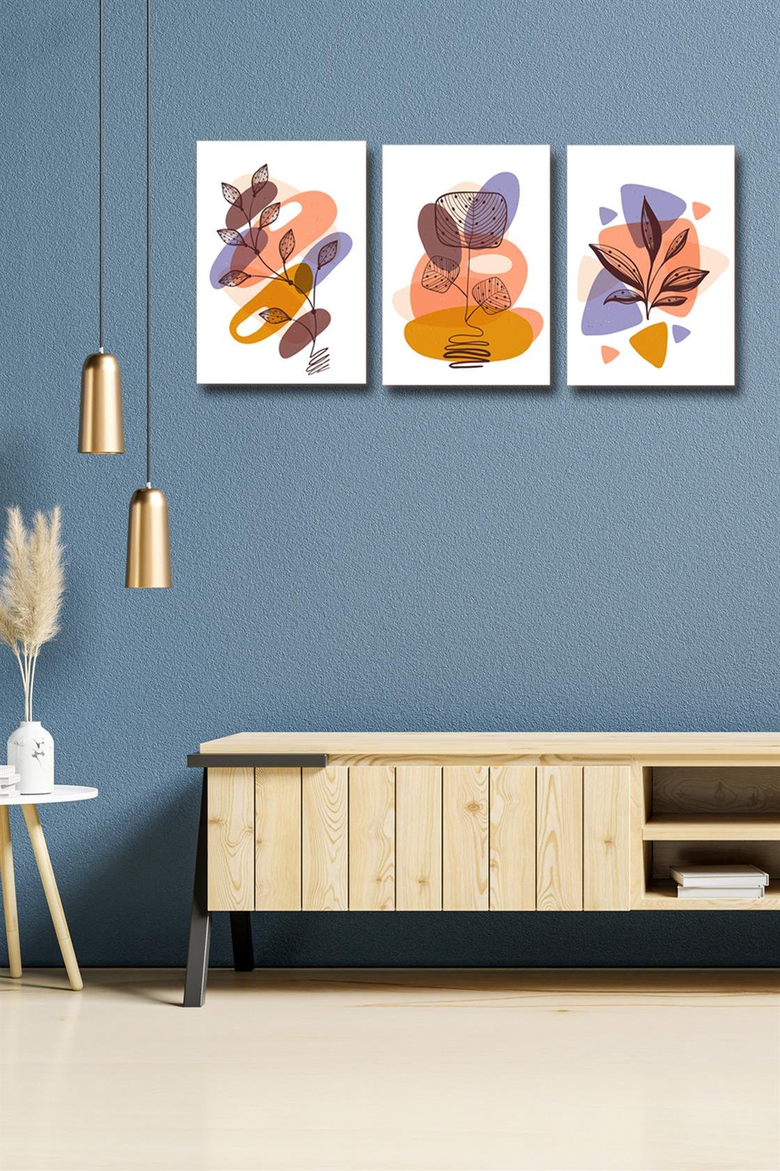 3 Parça Modern Tarzda Sanatsal Tablo Seti