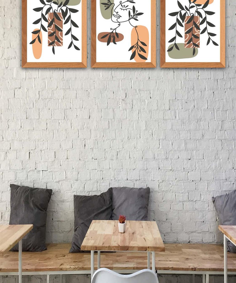 3 Parça Modern Tarzda Bohem Kadın Tasarım Uv Baskı Mdf Tablo Seti