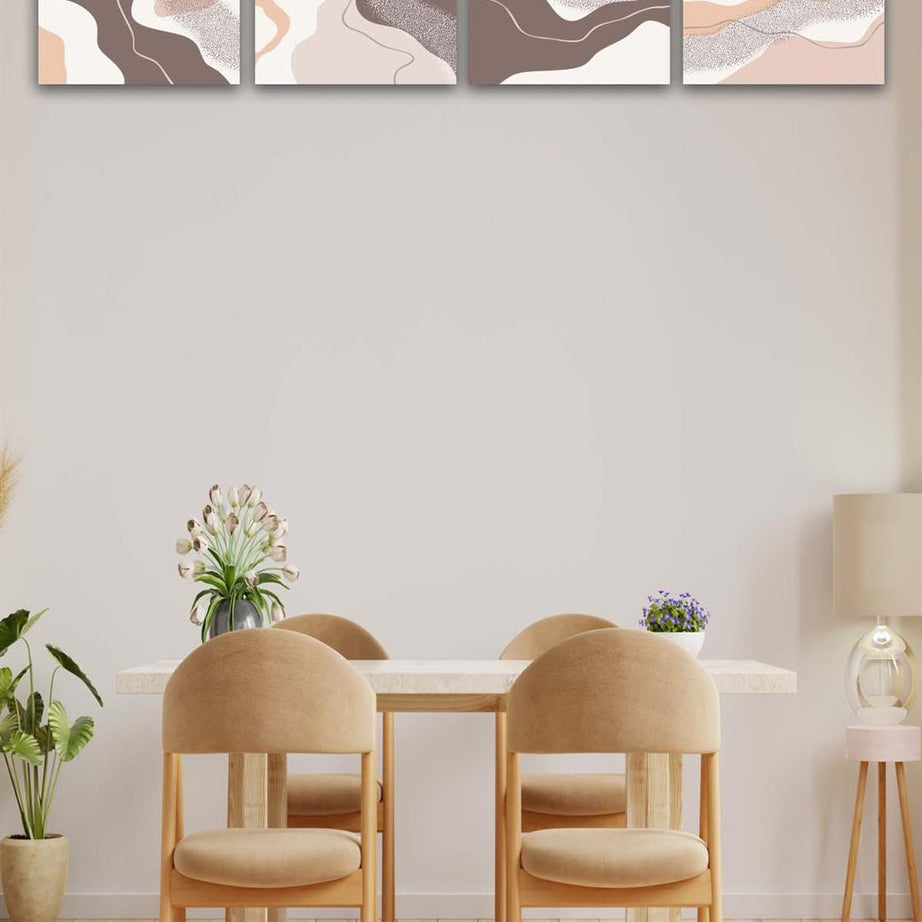 4 Parça Mermer Deseni Tasarım Uv Baskı Mdf Tablo Seti