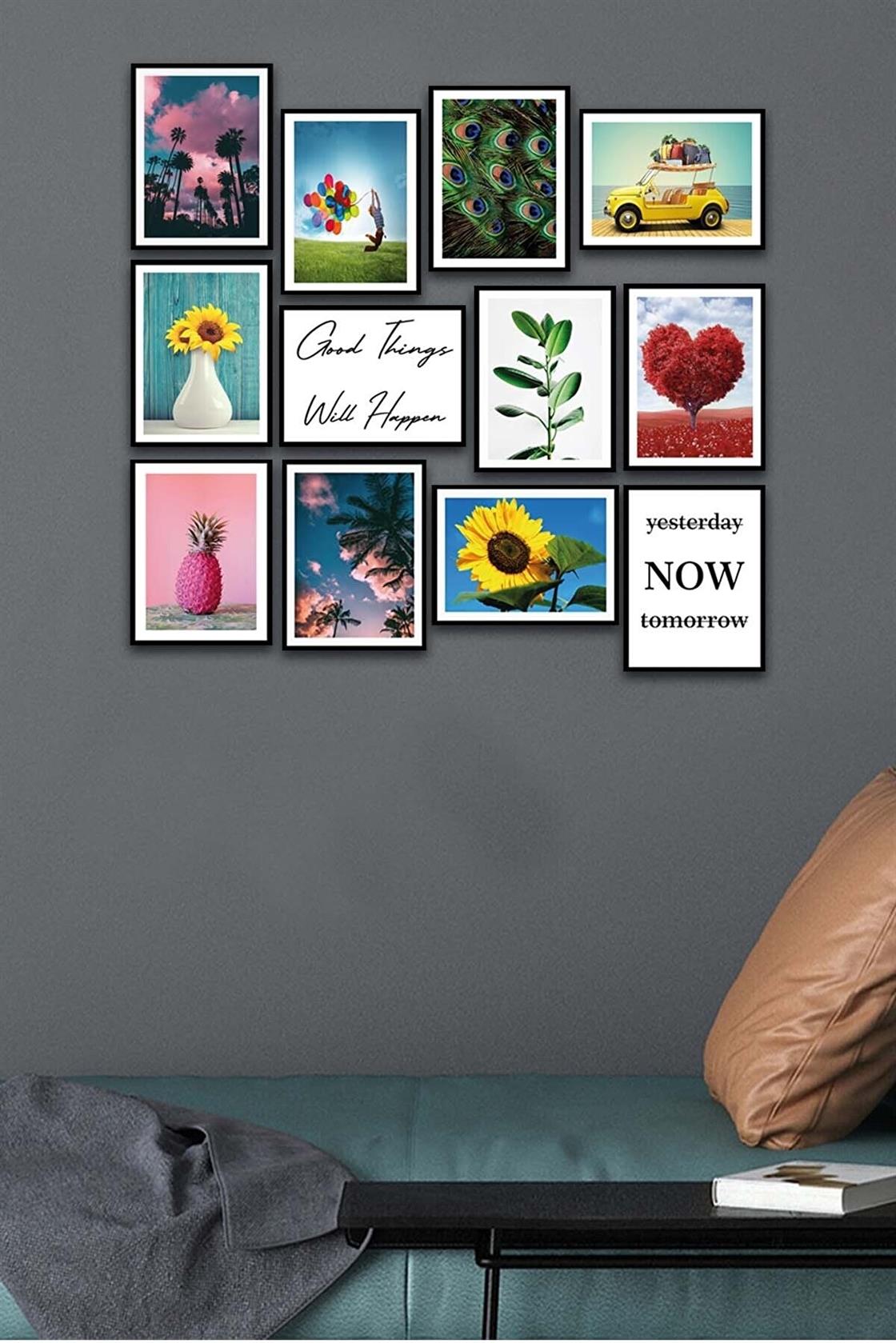 12 Parça Modern Tarzda Sanatsal Mdf Tablo Seti