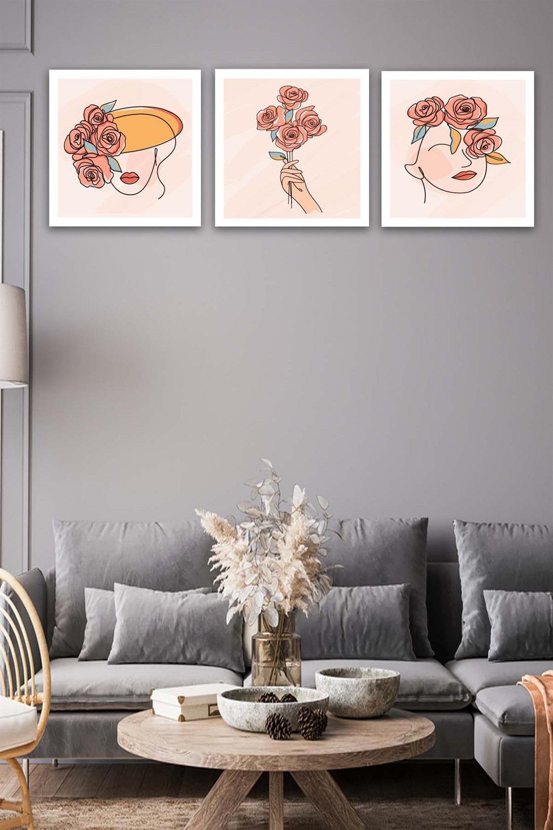 3 Parça Modern Tarzda Bohem Tasarım Uv Baskı Mdf Tablo Seti