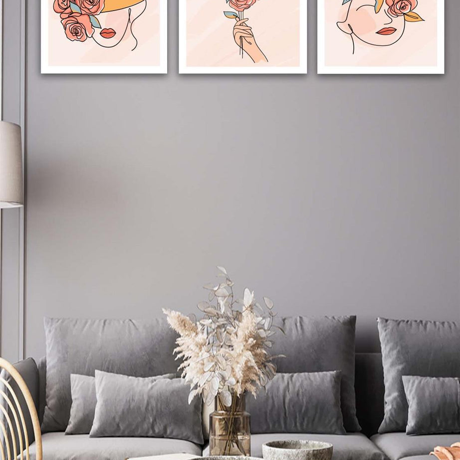 3 Parça Modern Tarzda Bohem Tasarım Uv Baskı Mdf Tablo Seti