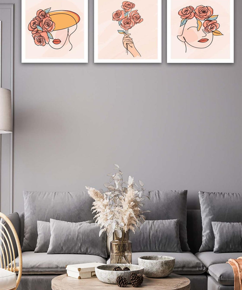 3 Parça Modern Tarzda Bohem Tasarım Uv Baskı Mdf Tablo Seti