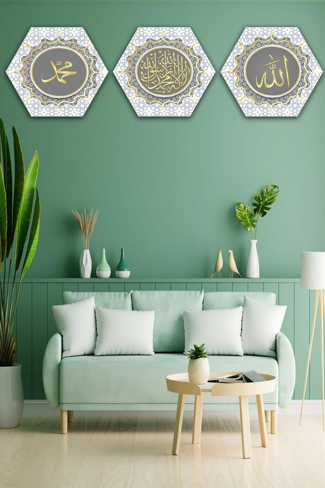 3 Parça Petek Tasarım Dini Tablo Seti