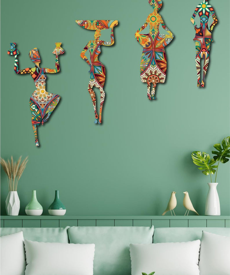 4 Parça Etnik Desenli Afrikalı Kadınlar