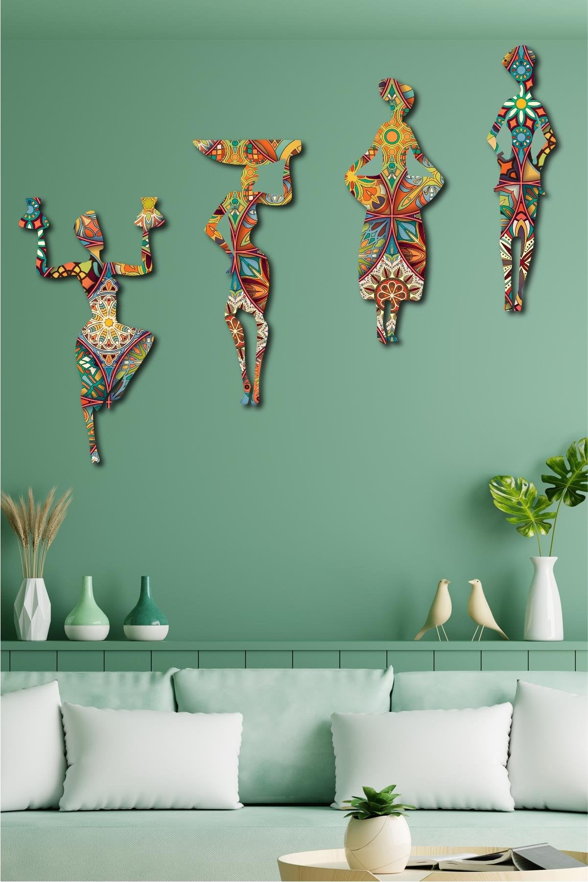 4 Parça Etnik Desenli Afrikalı Kadınlar