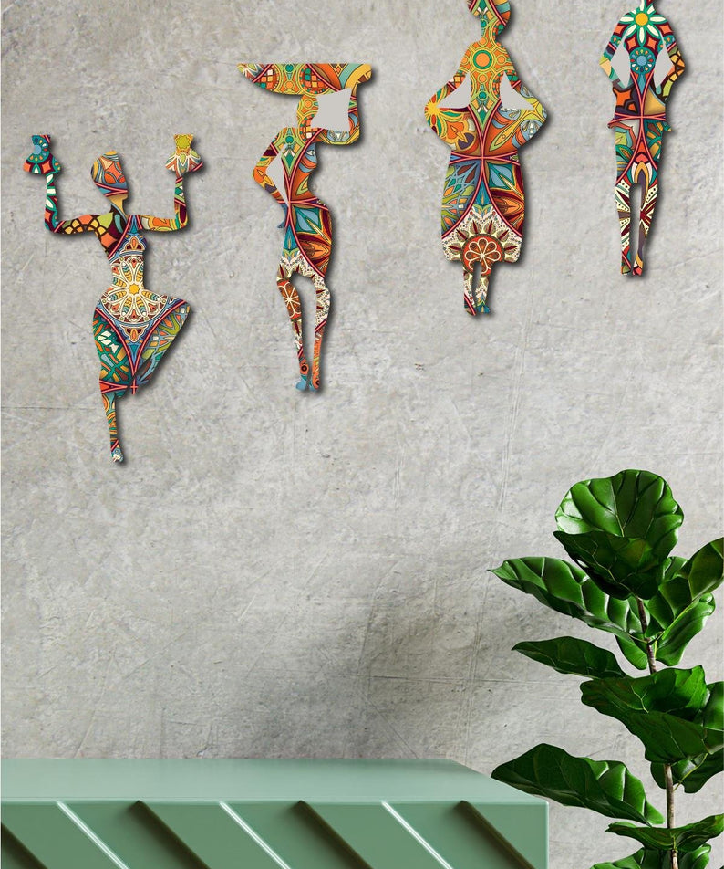 4 Parça Etnik Desenli Afrikalı Kadınlar