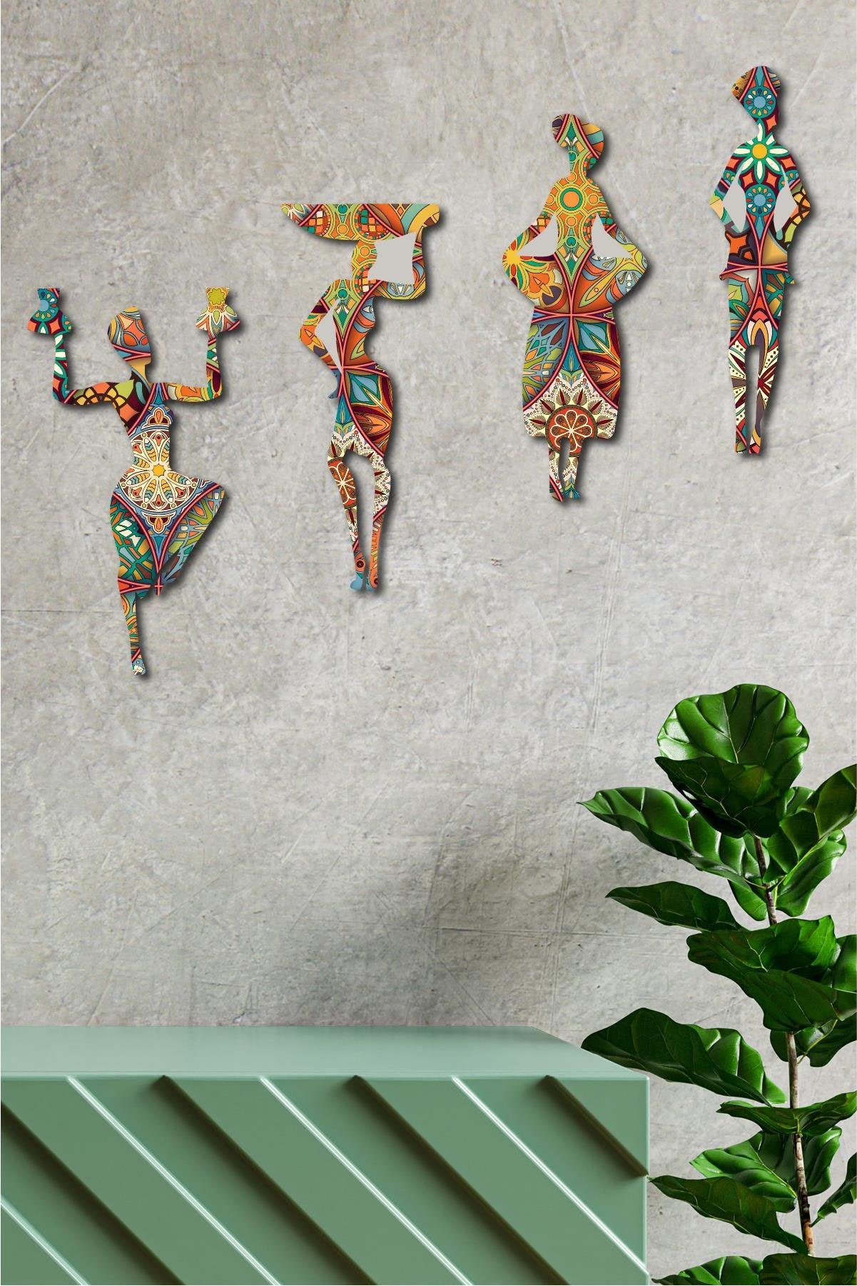 4 Parça Etnik Desenli Afrikalı Kadınlar