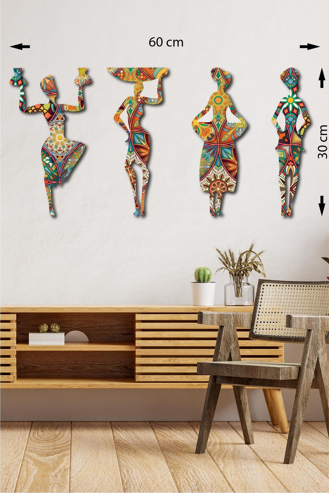 4 Parça Etnik Desenli Afrikalı Kadınlar