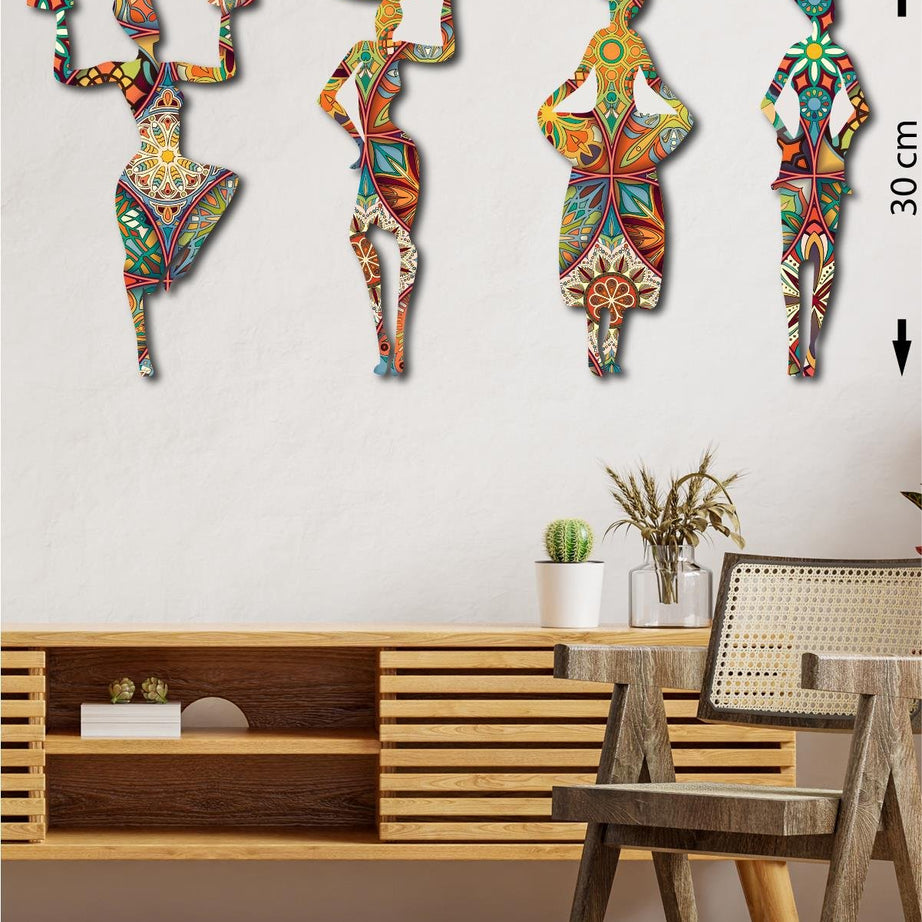 4 Parça Etnik Desenli Afrikalı Kadınlar