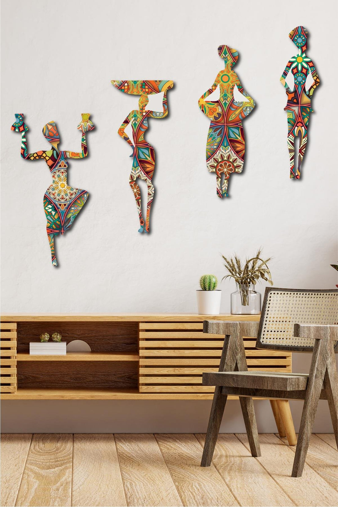 4 Parça Etnik Desenli Afrikalı Kadınlar