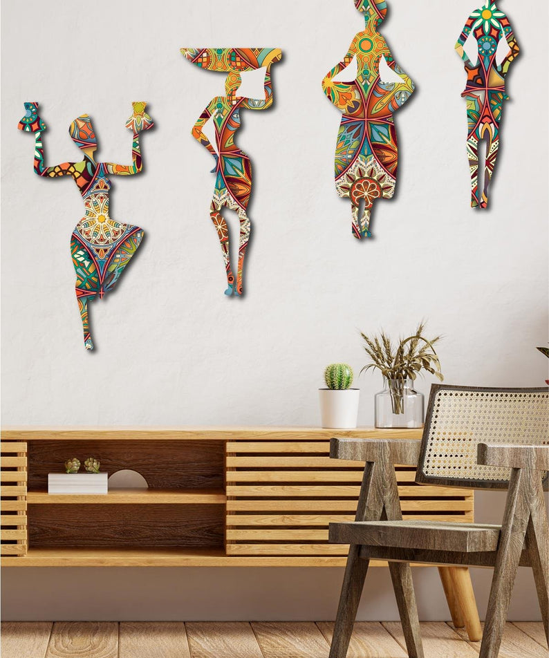 4 Parça Etnik Desenli Afrikalı Kadınlar