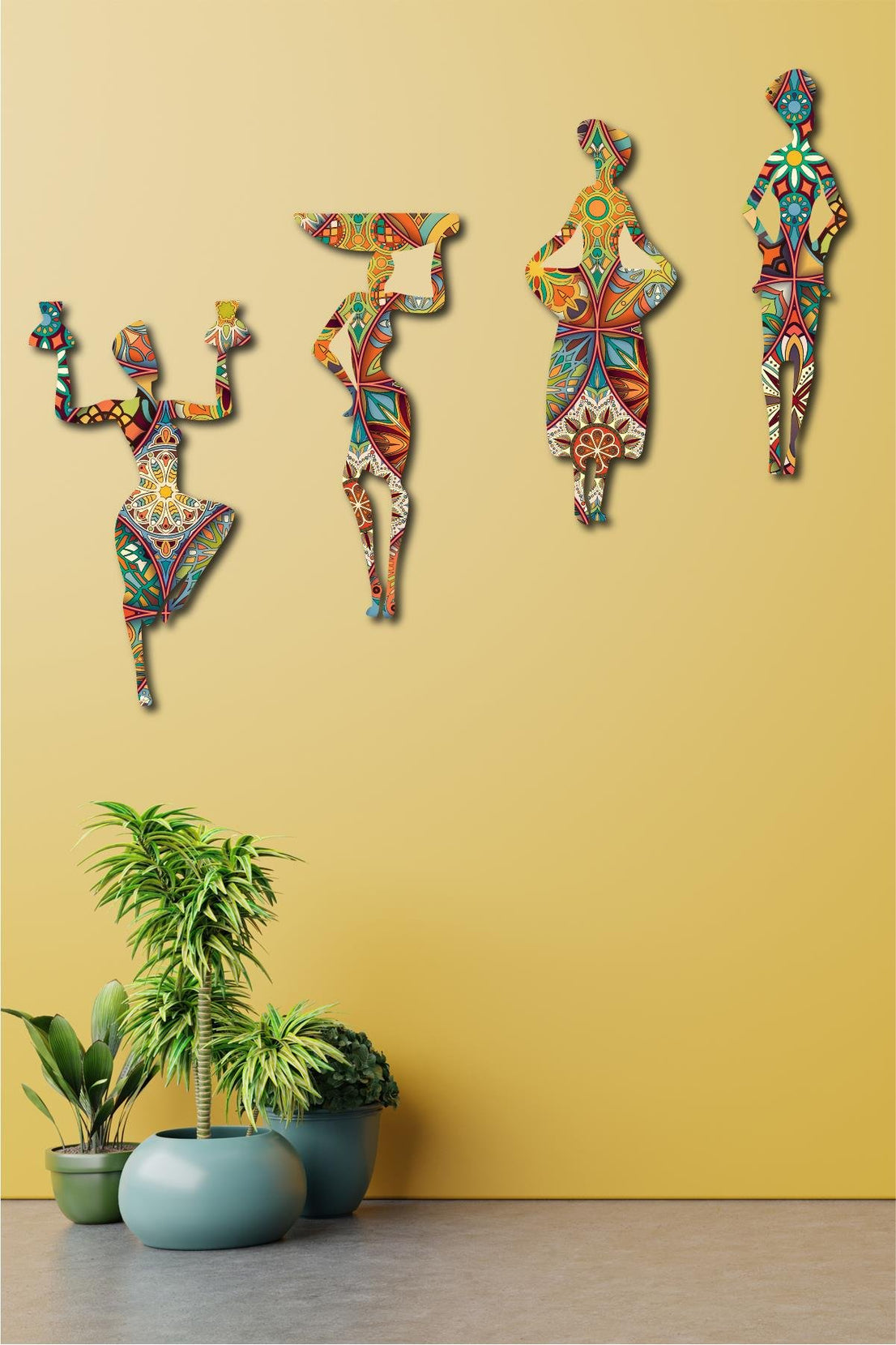 4 Parça Etnik Desenli Afrikalı Kadınlar