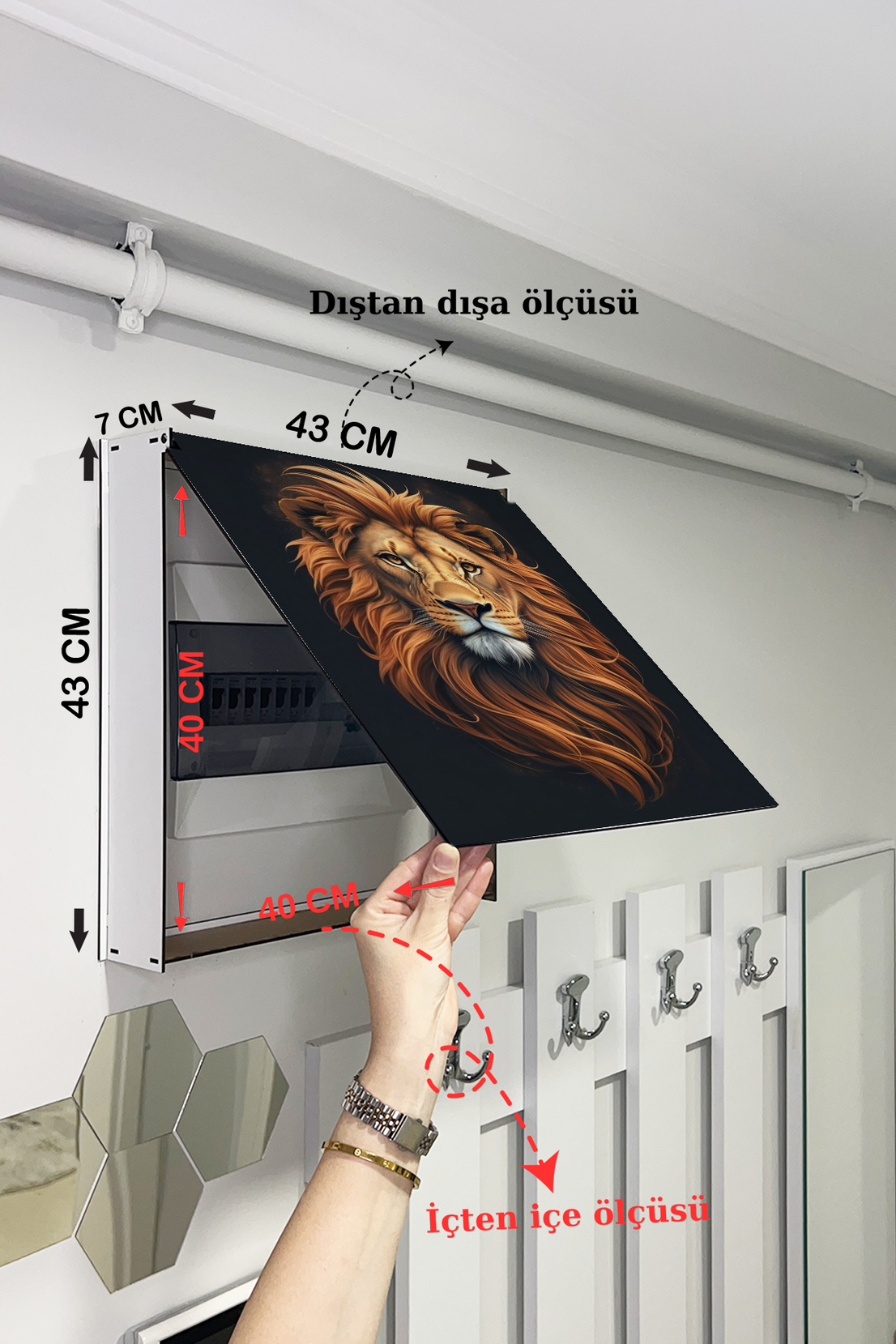 Aslan Temalı  Ahşap Sigorta Saklama Kutusu