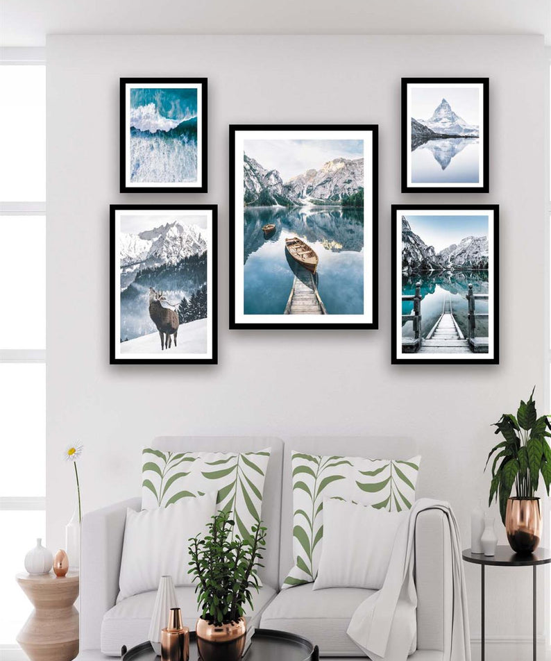 İsveç Dağ Ve Göl Manzara Temalı Tablo Seti