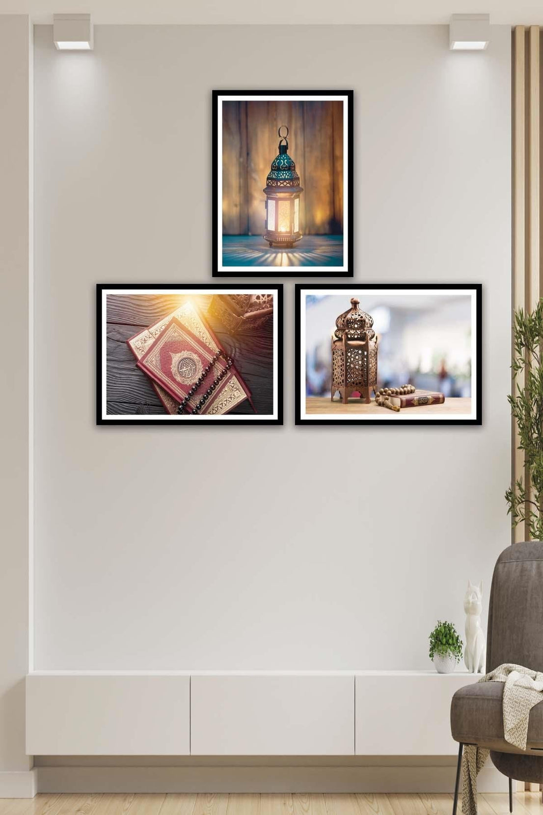 Dini Temalı Siyah Çerçeve Görünümlü Tablo Seti
