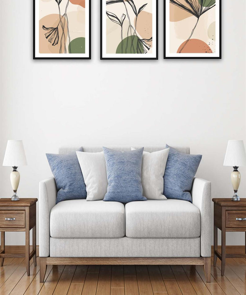 3 Parça Artline Çiçek Tasarım Uv Baskı Mdf Tablo Seti