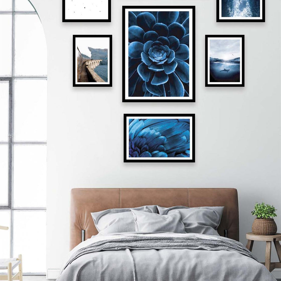 Blue Çiçek Ve Manzara Temalı Tablo Seti