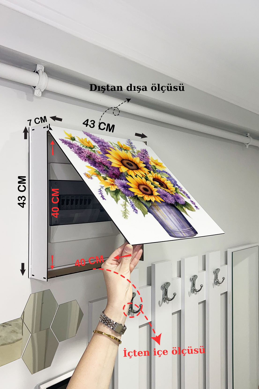 Güne Bakan Çiçek Temalı Ahşap Sigorta Saklama Kutusu