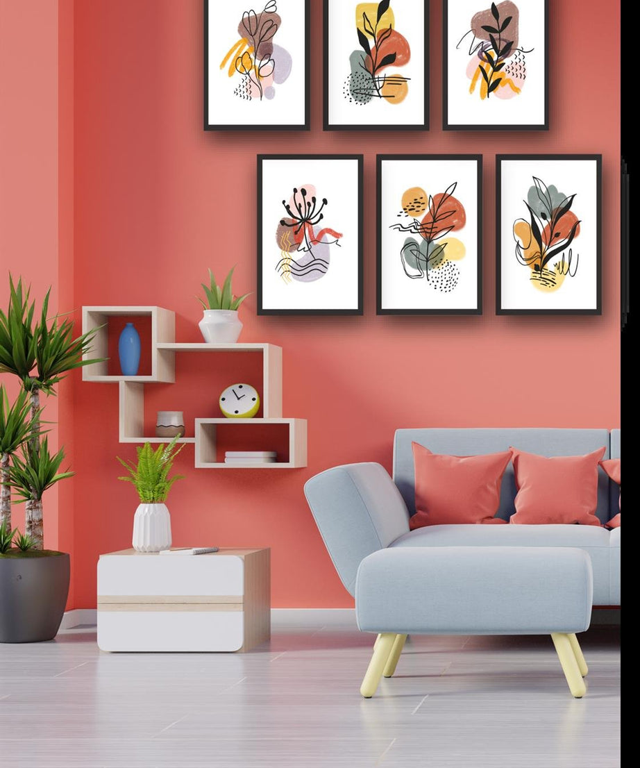 6 Parça Bohem Tablo Seti Uv Dijital Baskı