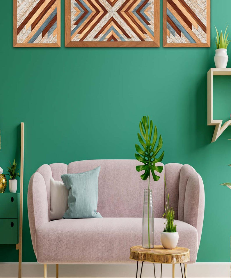 3 Parça Ahşap Parke Tasarım Tablo Seti