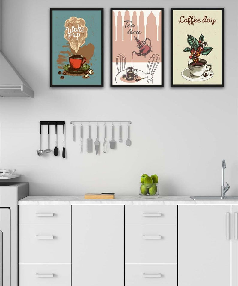 3 Parça Mutfak Ve Cafe'ler için Mdf Tablo Seti