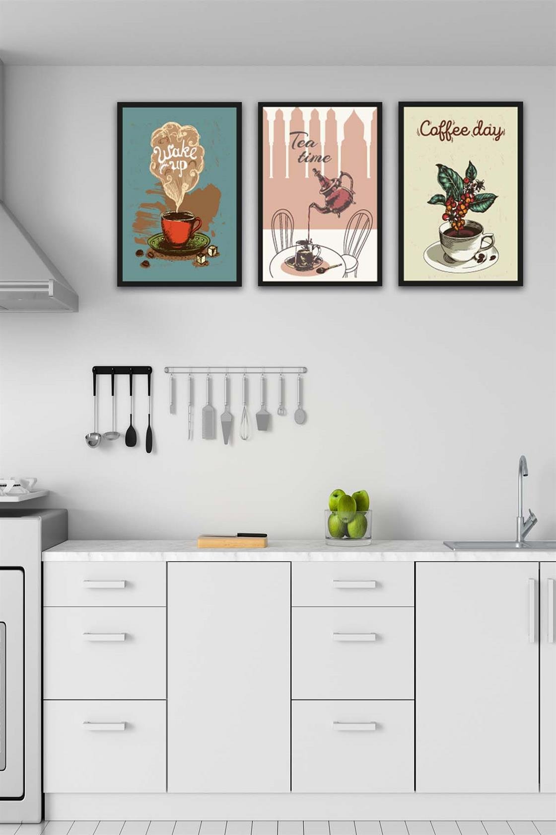 3 Parça Mutfak Ve Cafe'ler için Mdf Tablo Seti