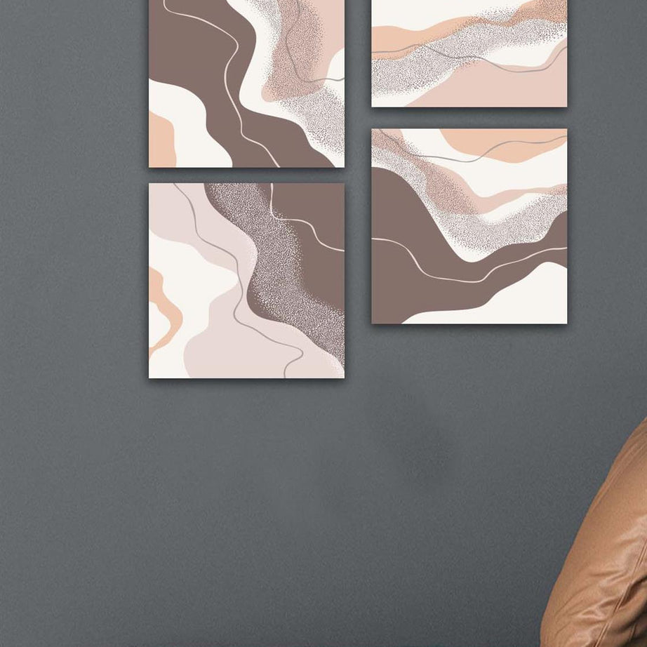 4 Parça Mermer Deseni Tasarım Uv Baskı Mdf Tablo Seti