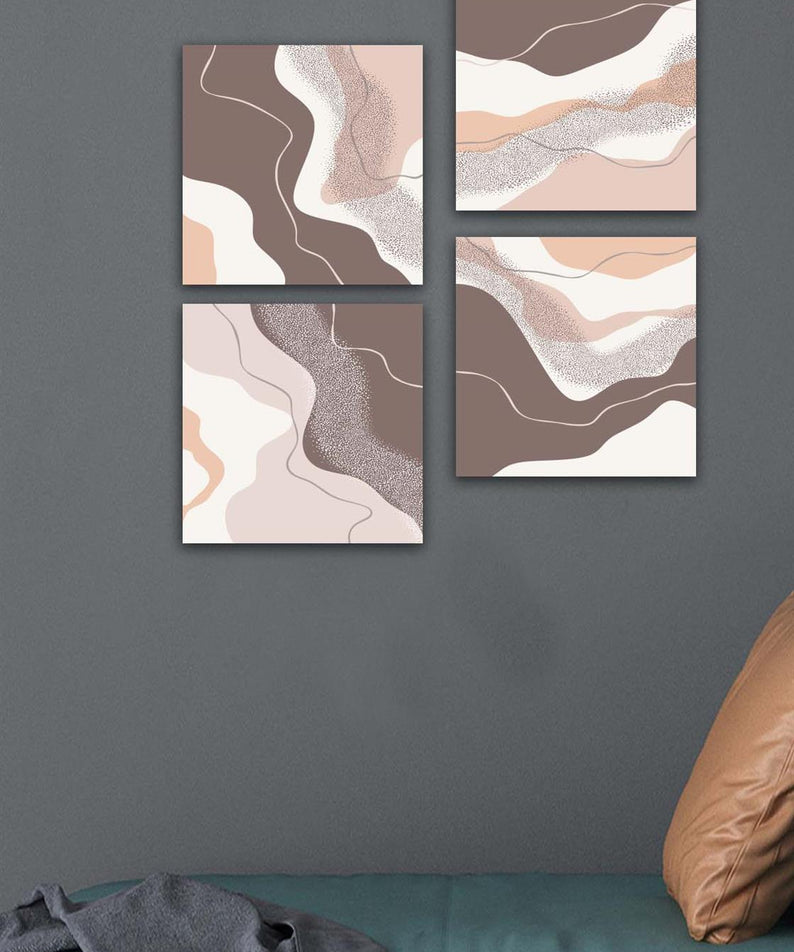 4 Parça Mermer Deseni Tasarım Uv Baskı Mdf Tablo Seti