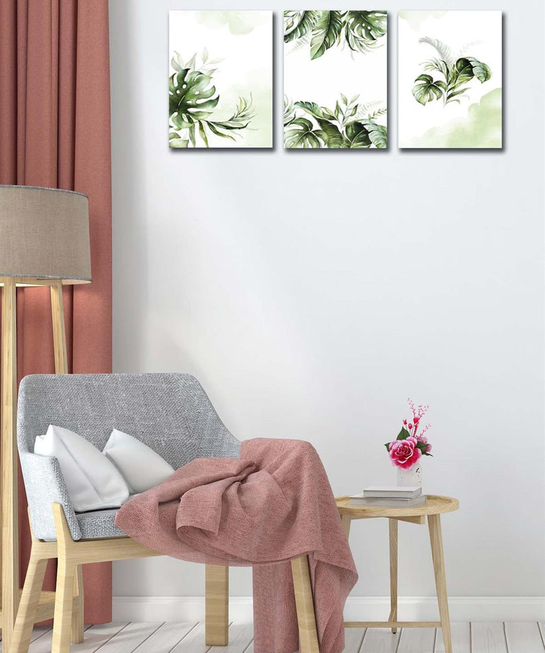 3 Parça Modern Tarzda yaprak Tablo Seti