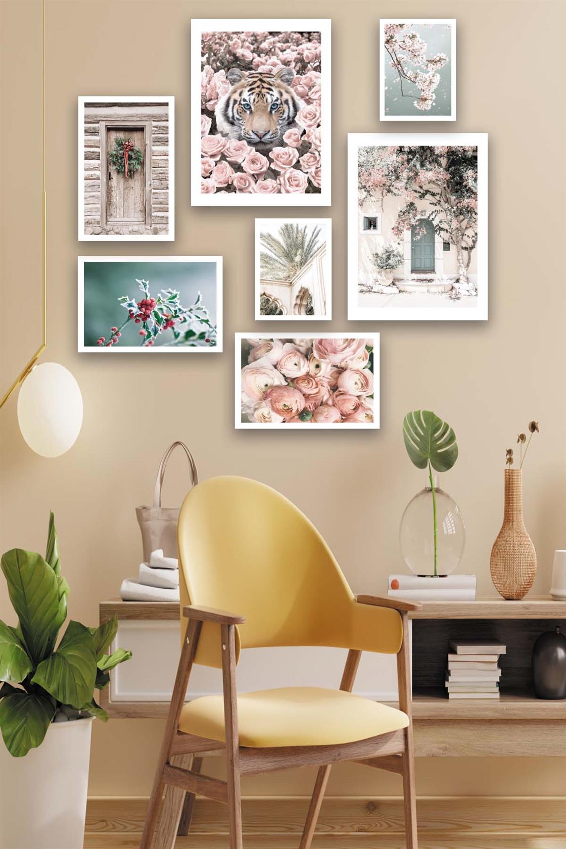 Kaplan Ve Gül Temalı Tablo Seti