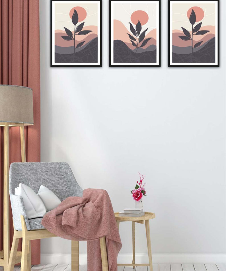 3 Parça Bohem Tarzında Mdf Tablo Seti