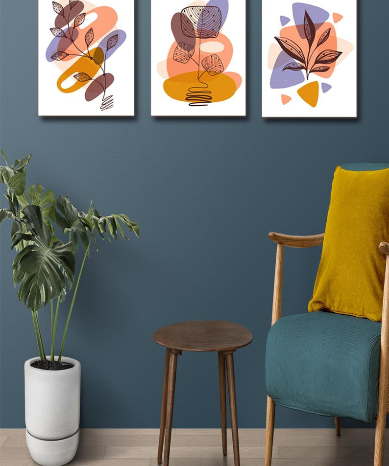 3 Parça Modern Tarzda Sanatsal Tablo Seti