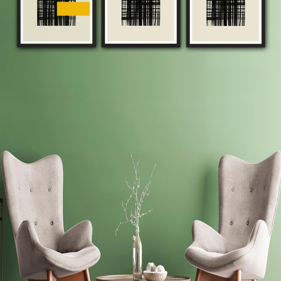 3 Parça Modern Sanat Tarzında Siyah Çerçeve Görünümlü Uv Baskı Mdf Tablo Seti