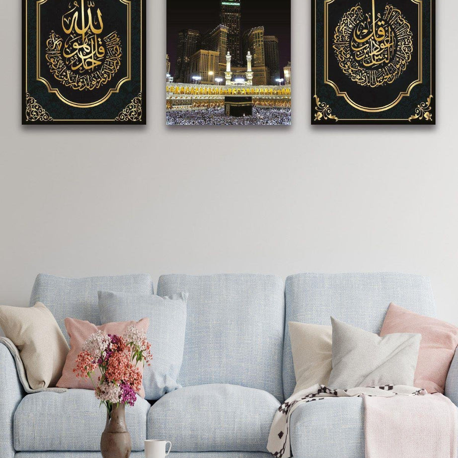 3 Parça Siyah Kabe Temalı Tablo Seti