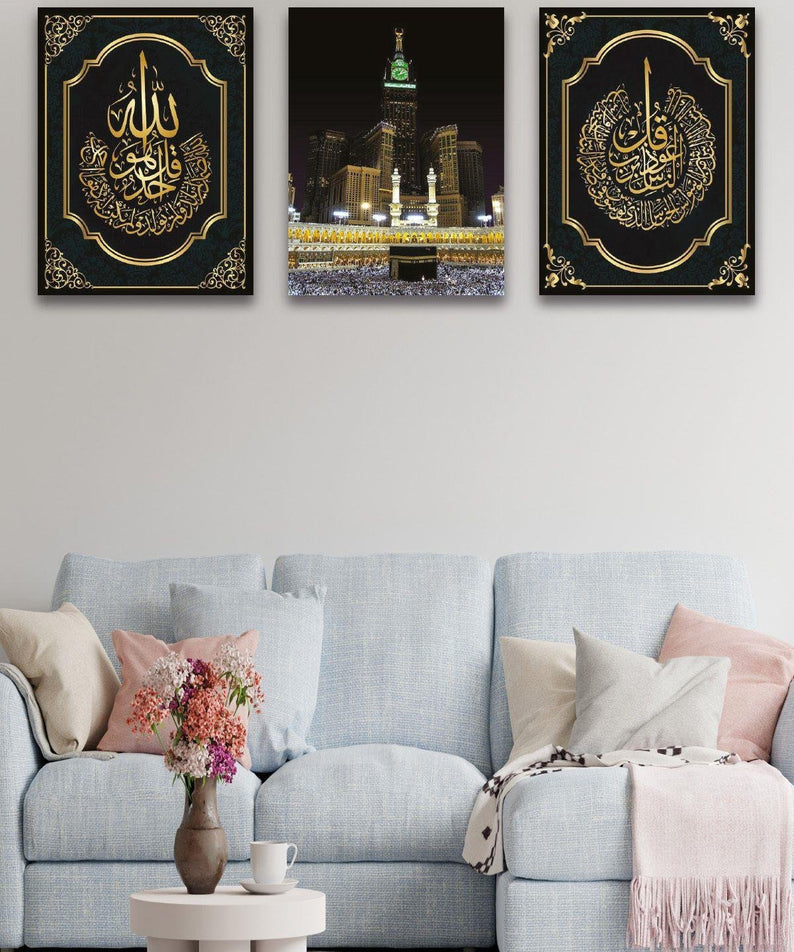 3 Parça Siyah Kabe Temalı Tablo Seti