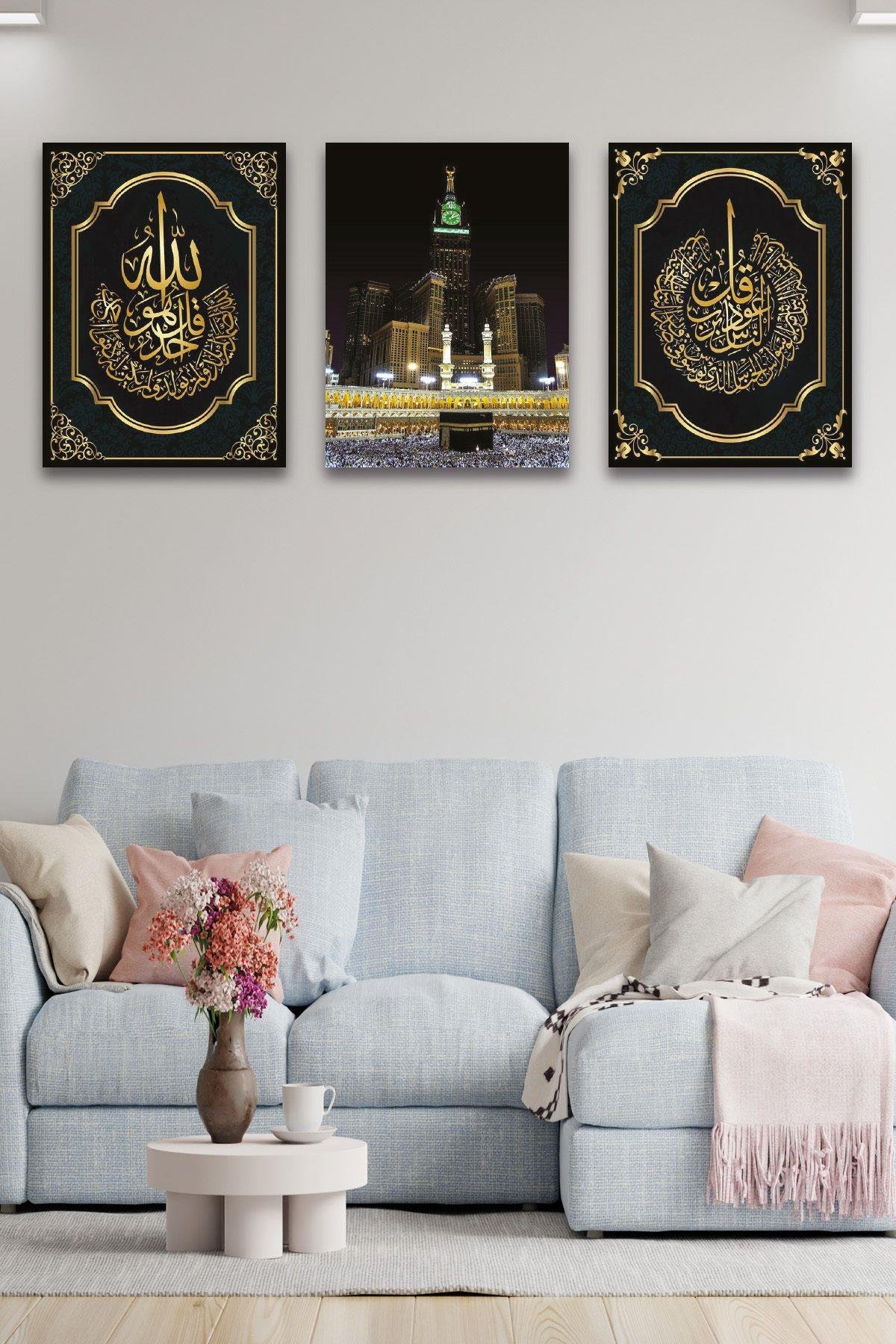 3 Parça Siyah Kabe Temalı Tablo Seti