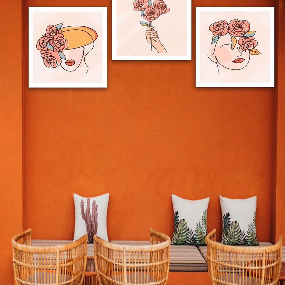 3 Parça Modern Tarzda Bohem Tasarım Uv Baskı Mdf Tablo Seti