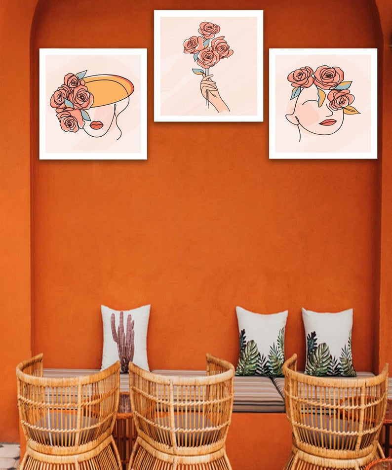 3 Parça Modern Tarzda Bohem Tasarım Uv Baskı Mdf Tablo Seti