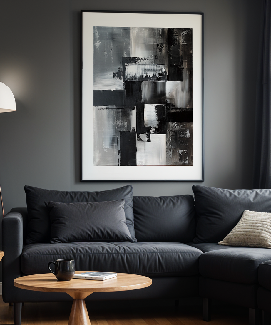 Urban Fragments Siyah Çerçeveli Tek Parça Ahşap Tablo