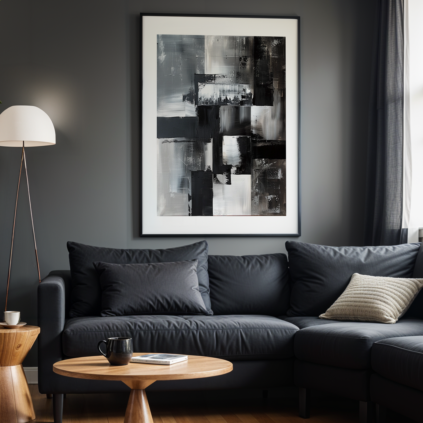 Urban Fragments Siyah Çerçeveli Tek Parça Ahşap Tablo